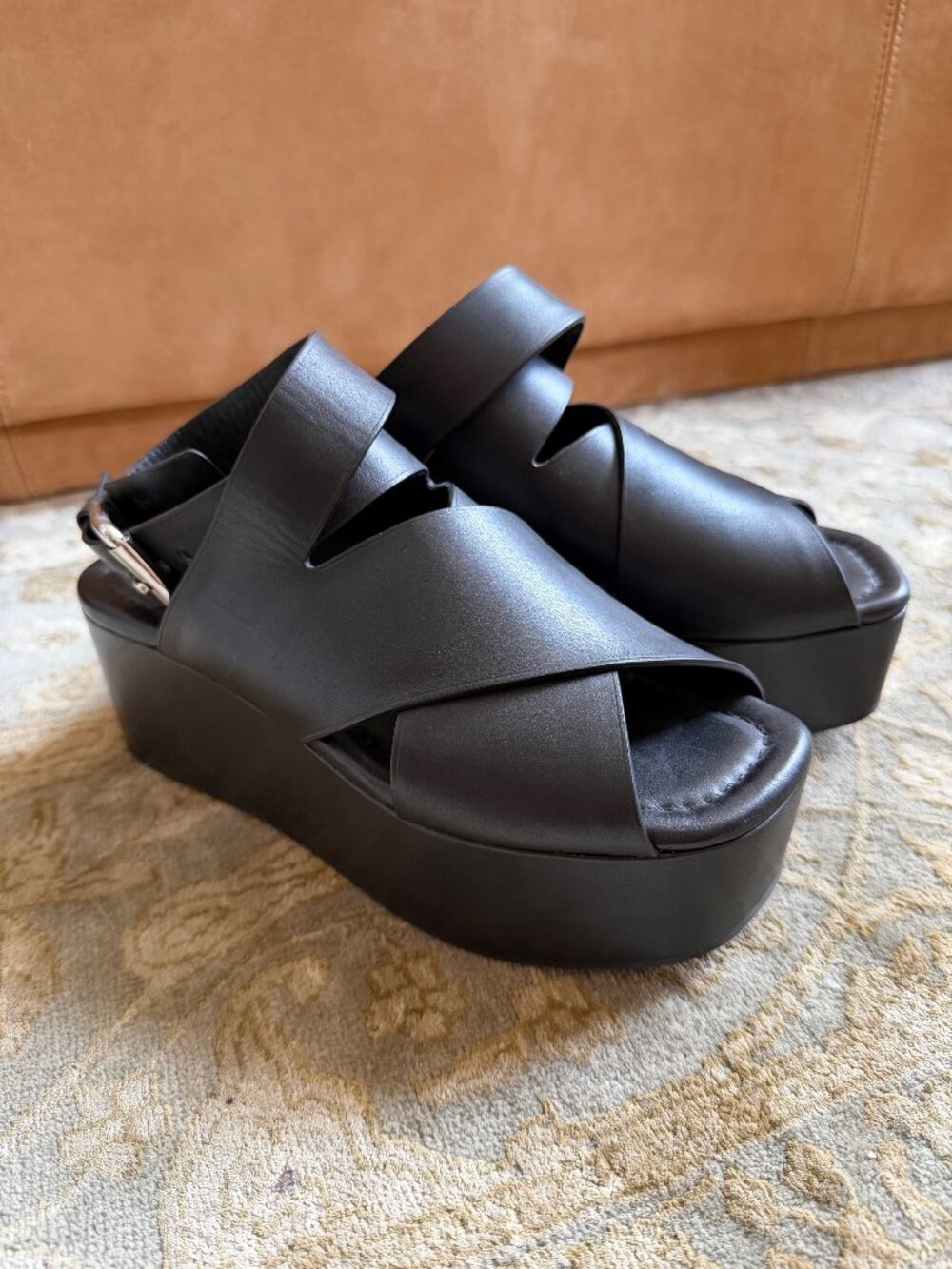 Alexander Wang Rudy black leather strappy platform sandals